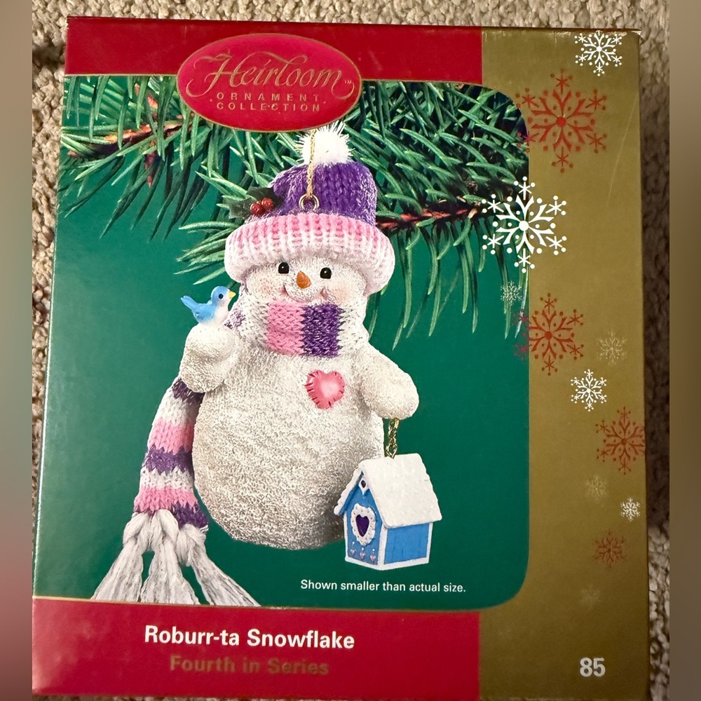 Carlton Heirloom Ornament Roburr-ta Snowflake 4th in Series w/ Box‎